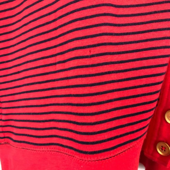 J Crew Perfect Fit Women's Cardigan XL Striped Red Blue Gold Tone Metal Buttons - Picture 8 of 8